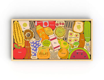BeginAgain Alphabites A to Z Puzzle and Playset - Educational Wooden Alphabet Puzzle - 3 and Up