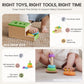 Tiny Land Montessori Toy Set For Babies 1 Year Old Thinker Play Kit- 5-In-1 Wooden Learning Toys With Peg Drop Box, Rocking Stacker, Egg Cup, Canister Set, And Crinkle Bag
