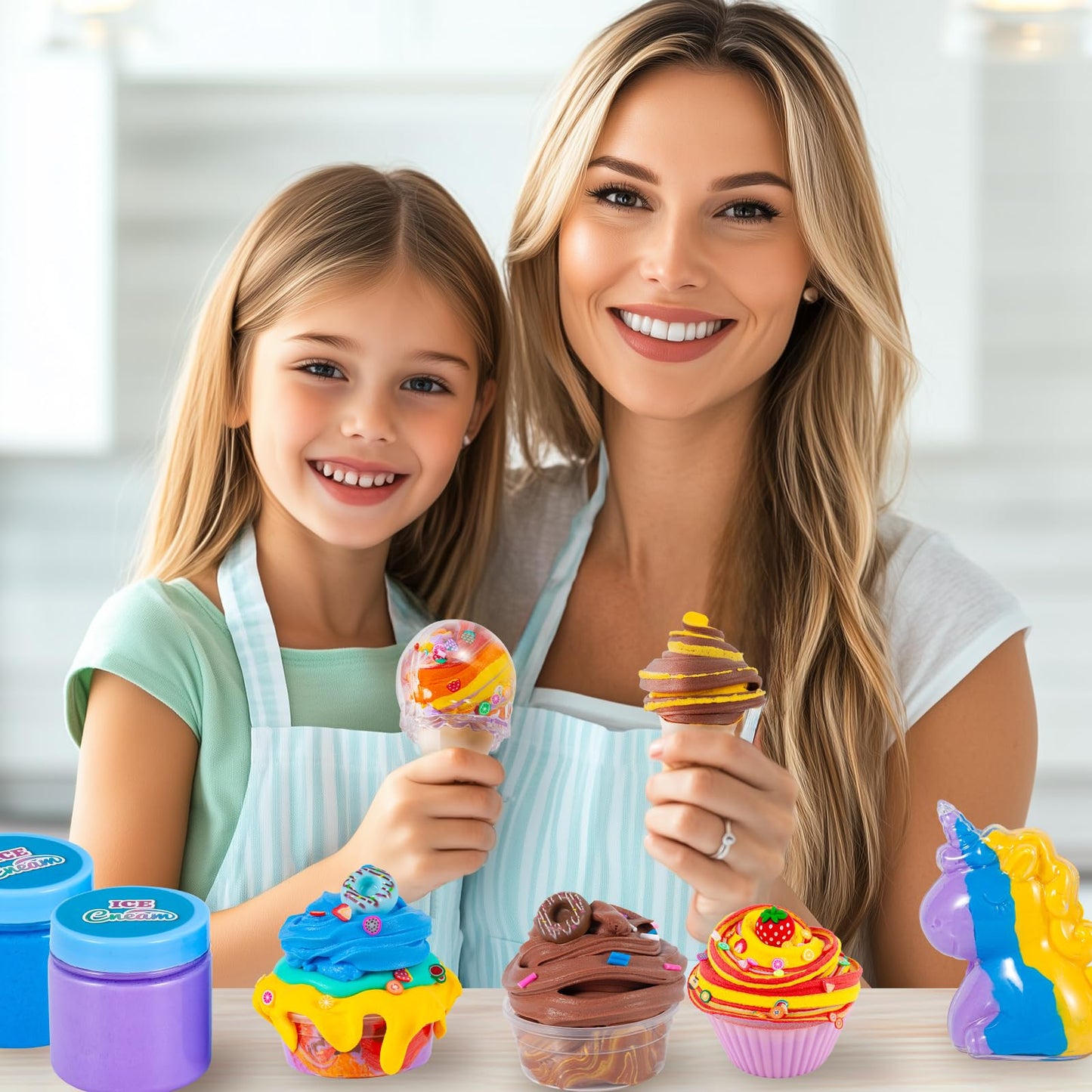 Zdthnsiat Slime Kit, Ice Cream Theme Slime Toy, Party Favors For Girls, Stress Relief Toys, Ideal Gift For Girl Boys 6 7 8 9 10