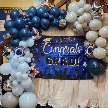 Blue And Silver Balloons, 60 Pcs Light Blue And White Grey Balloons Set With Metallic Silver Balloons, 12 Inch Pearl Baby Blue N