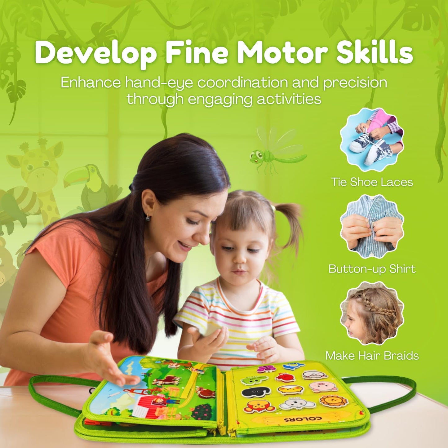Farm Busy Book for Toddlers 1-3 | Montessori Activity Book with Various Activities For Girls & Boys | Educational Learning Senso