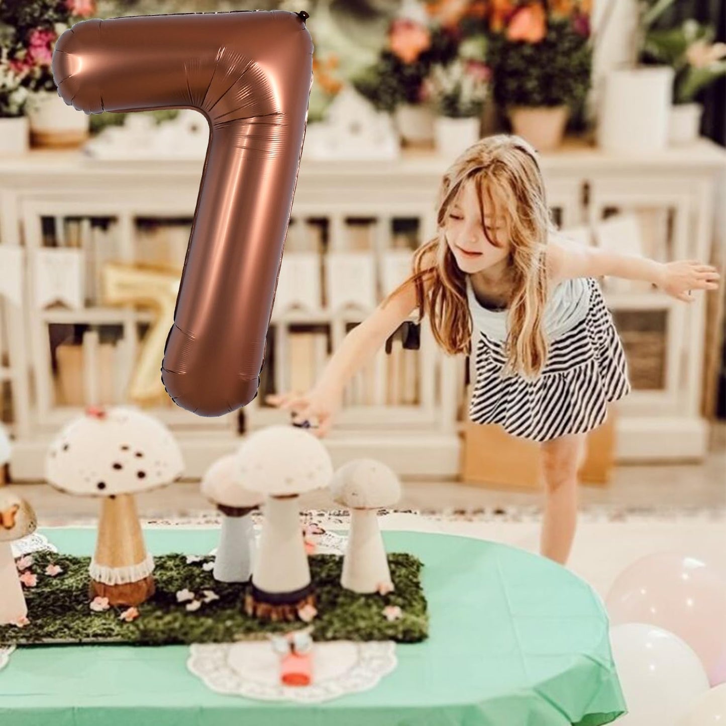 Toniful 40 Inch Coffee Brown Large Numbers Balloon 0-9 Birthday Party Decorations,Big Chocolate Number 7 Foil Balloon Digital 7