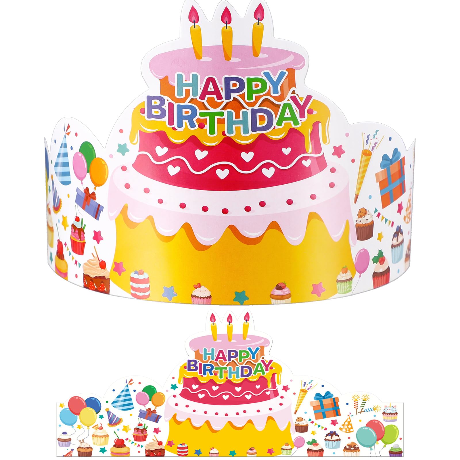 Outus 42 Pack Happy Birthday Crowns for Kids Classroom with Elastic Band for Teachers Students Kindergarten Party(Vivid Style)