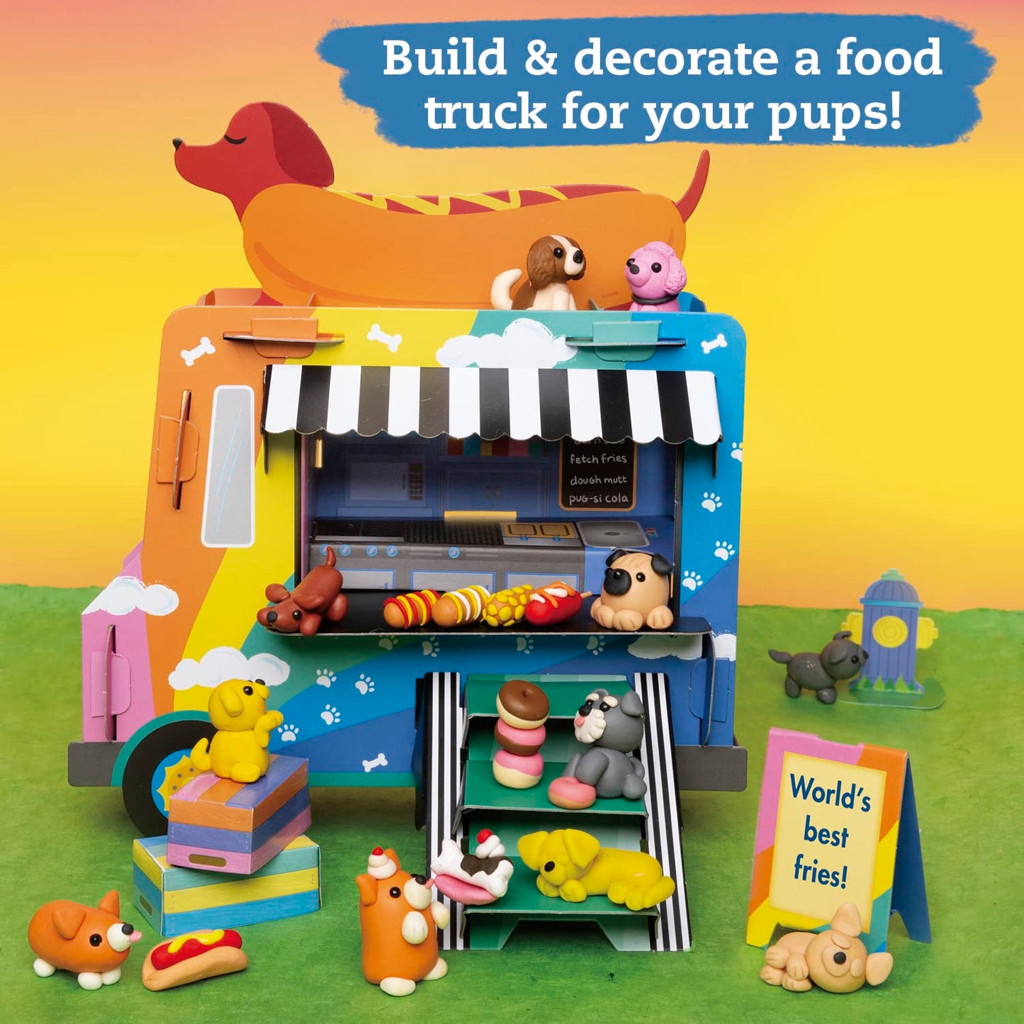 Klutz Mini Clay World Puppy Treat Truck Craft Kit - Small, Oven-Bake Clay, Multiple Colors