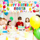 Tatuo Personalized Birthday Banner with Name DIY Colorful Happy Birthday Banner Backdrop with Alphabet Stickers Custom Name Back