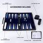 GSE Games & Sports Expert enhanced Leather Backgn Board Game Set  Classic Backgn Game Set with Leather Case  Travel Folding Board Game (Black&Blue  Large)