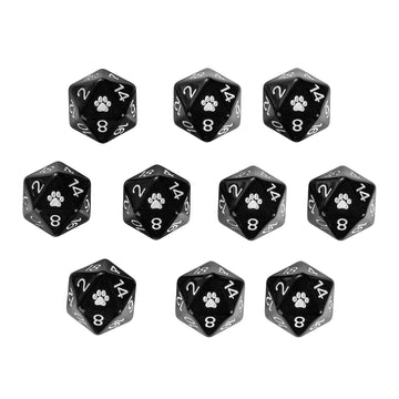 HDdais 10 Pack Black D20 Dice, Set of 10, 20 Sided Dice D20 Polyhedral Dice for DND RPG MTG Tabletop Game