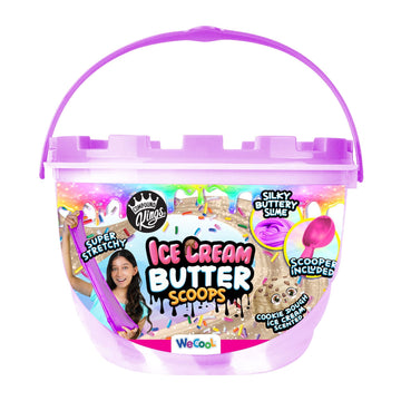 Compound Kings Ice Cream Butter Cloudz Slime Bucket For Girls & Boys, Sensory Toys, Non-Sticky Stress Relieving Tactile Cookie Dough Scent Purple, Pink, White Swirl Gift Set