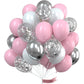 Partywoo Pink Balloons Set, 60 Pcs Pink And White Balloons, Silver Metallic Balloons, Silver Confetti Balloons, Party Balloons, Latex Balloons, Birthday Party Decorations, Pink Party Decorations