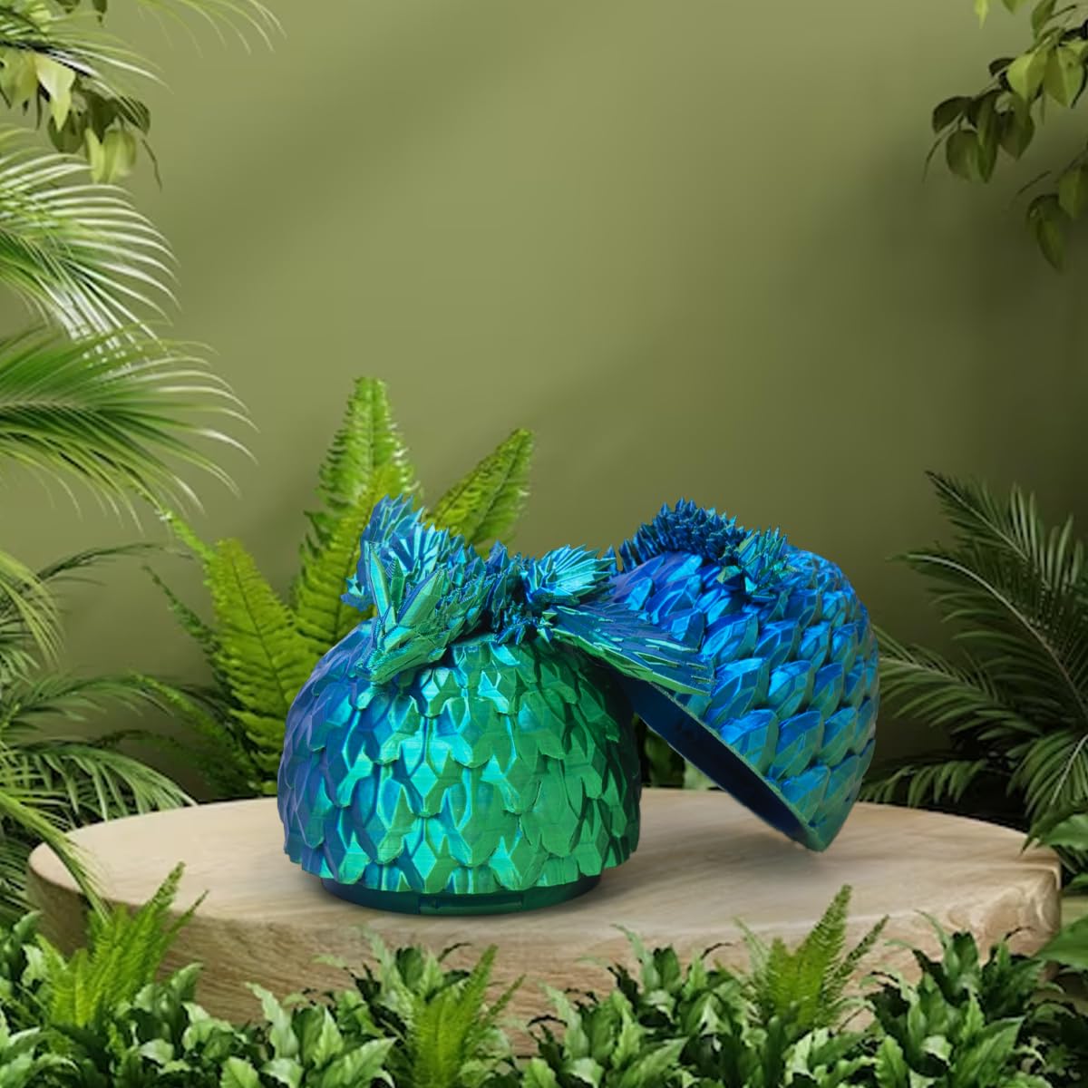 AUMEILLER 3D Printed Dragon,Articulated Winged Dragon,Fidget Dragon Eggs, Executive Desk Toys for Kids(Blue&Green)