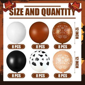 Hungdao 52 Pcs Western Party Horse Balloons Cowboy Decoration Kit Rodeo Farm Bandana Cowgirl Foil Latex Balloons Bulk For Baby Shower Birthday Arch Decor(Black Brown Series)