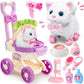 G.C Cat Toys For Kids Girls, Electronic Interactive Stuffed Cat Walk Meow And Wag Tail With Stroller Pet Care Accessories Toys P