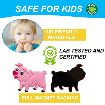 ALNETI Farm Animal Refrigerator Magnets for Toddlers - Rubber, Brown/Beige/White, Model 016ALNETI, Learning Toys for Kids 1-3