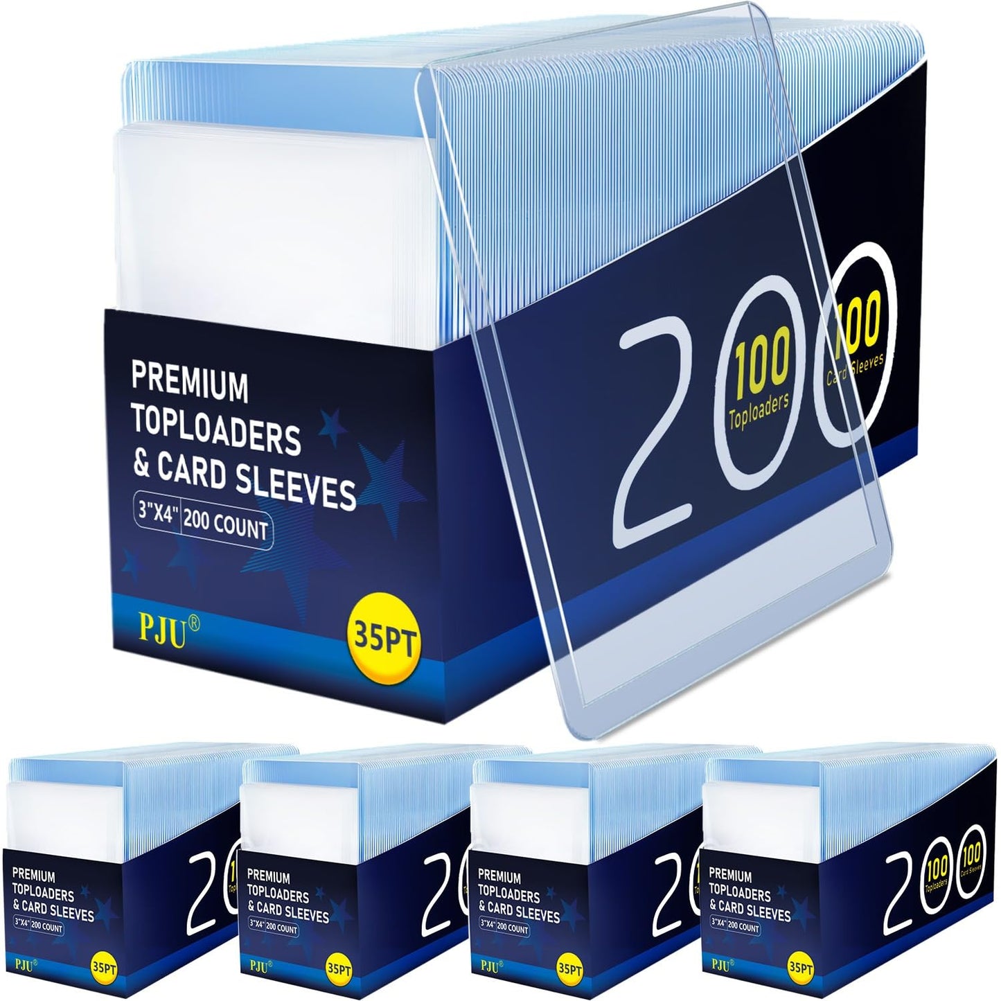 1000 Card Sleeves Top Loaders for Cards  enhanced Toploaders for Cards  3x4 Baseball Card Protectors Hard Plastic  Hard Card Sleeves  Sports Trading Card Holder (500 Toploaders + 500 Penny Sleeve)