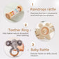 Youuys Wooden Baby Rattle Set (3Pcs) - Crochet Rattle Rain Stick Teething Toys, Wooden Montessori Toy For Newborn Infant Baby Rattles Set Toys 3-6-12 Months (Gray Elephant)