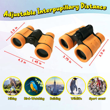 Essenson Binoculars For Kids Toys Gifts For Age 3-12 Years Old Boys Girls Kids Telescope Outdoor Toys For Sports And Outside Play Hiking, Bird Watching, Travel, Camping, Birthday Presents (Orange)