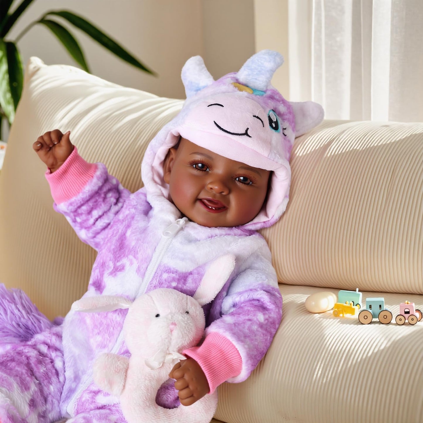 BABESIDE Value 5-Piece Black Baby Doll Set - Includes 17-Inch Lifelike Doll  Clothing  Birth Certificate  Bottle and Magnetic Pacifier  Soft Body Realistic Newborn Gift for Kids Age 3+