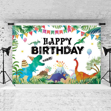 Iiiluyot Funny Dinosaur Birthday Backdrop 6X3.5Ft, Watercolor Dinosaur Birthday Decorations T-Rex Dinosaur Birthday Party Suppli