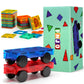 FNJO Magnetic Car Set, Compatible with Magnetic Tiles, 2 Car Trucks
