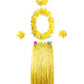Bajotal Hawaiian Luau Hula Grass Skirt With Large Flower Costume Set For Dance Party Decorations Favors (32'' - Yellow)