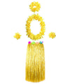 Bajotal Hawaiian Luau Hula Grass Skirt With Large Flower Costume Set For Dance Party Decorations Favors (32'' - Yellow)