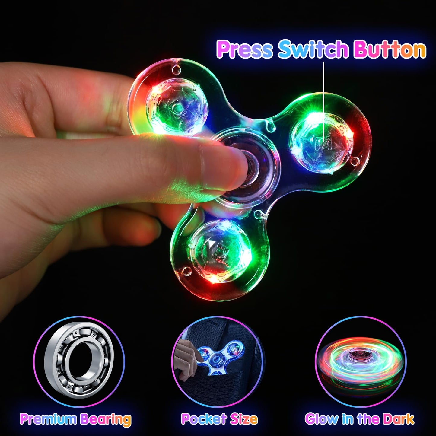 Gigilli Fidget Spinners 16 Pcs, Valentines Party Favors Led Light Up Bulk Fidget Spinners Kids 4-12, Valentine Goodie Bag Stuffe