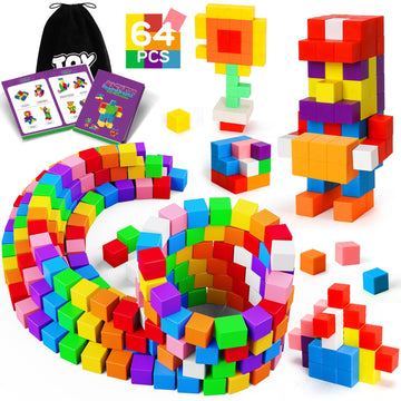 Toy Life 64 Pcs Magnetic Building Blocks For Toddlers Age 3-5 - Magnetic Blocks For Kids Ages 3-8 - Preschool Creative Stem Building Toys