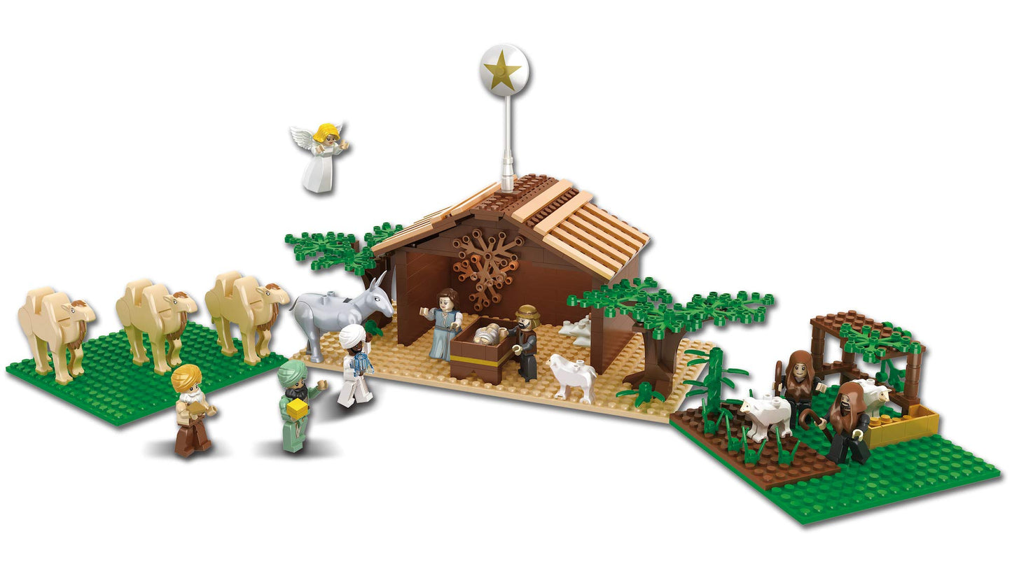 Nativity Bricks Ultimate Play Set - 15 Character Indoor Scene, Multicolor, Model 43227-1695, Perfect for Christmas Decor & Stocking Stuffers