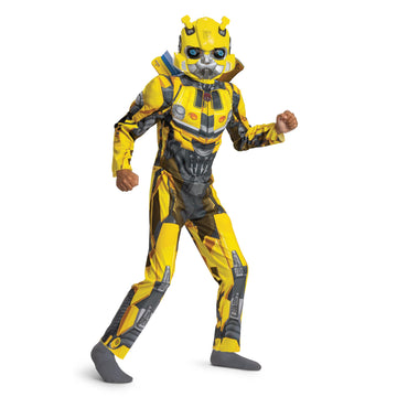 Bumblebee Costume, Muscle Transformer Costumes For Boys, Padded Character Jumpsuit, Kids Size Extra Small (3T-4T)