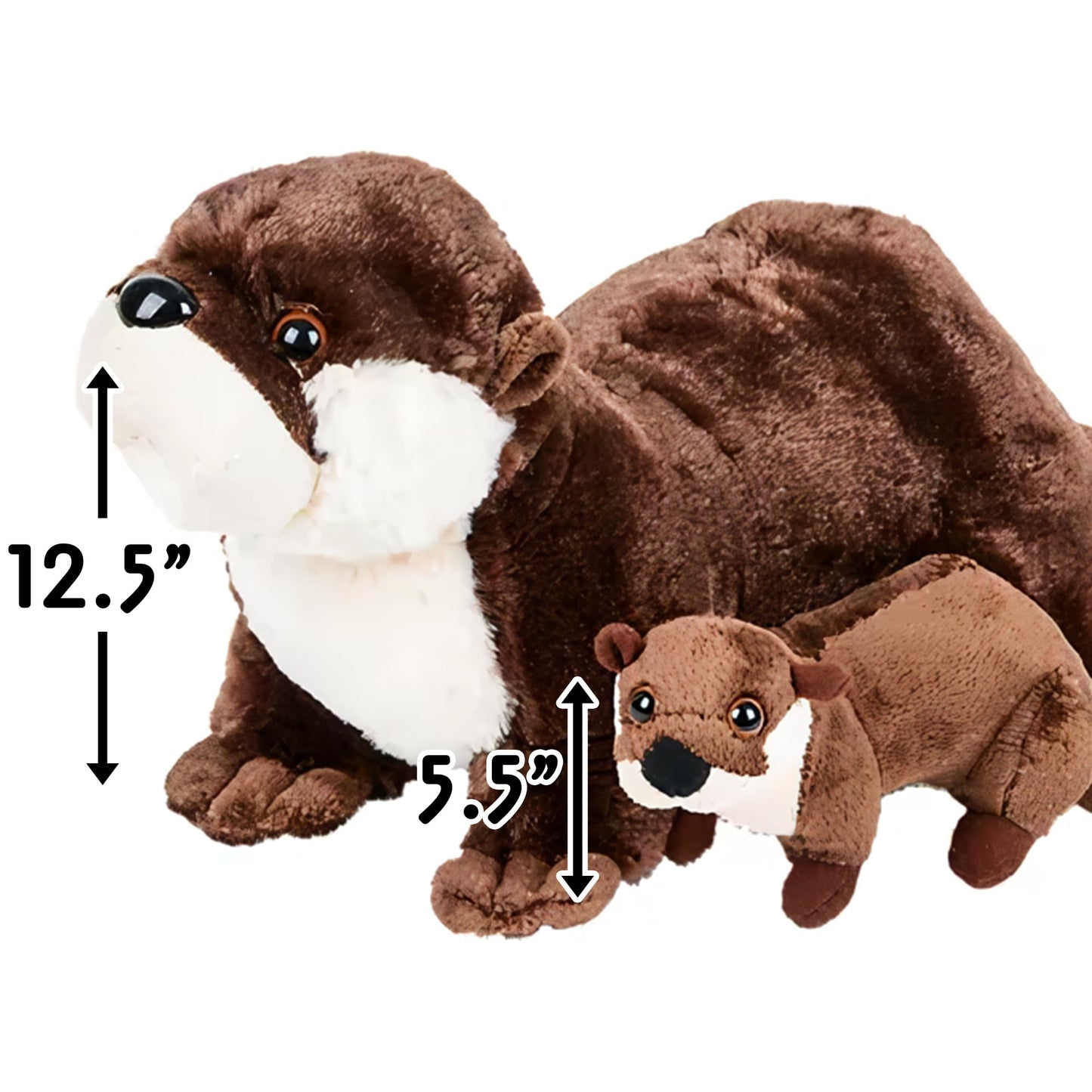 Adventure Planet Plush River Otter Toy with Baby, 12.5" Long, Original Color, Model AP-BLROT, Soft Plastic Material