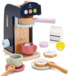 Pairpear Kids Coffee Maker Wooden Kitchen Playset, Wooden Toys Play Coffee Maker Set With Play Food For Kids, Toddler Play Kitch