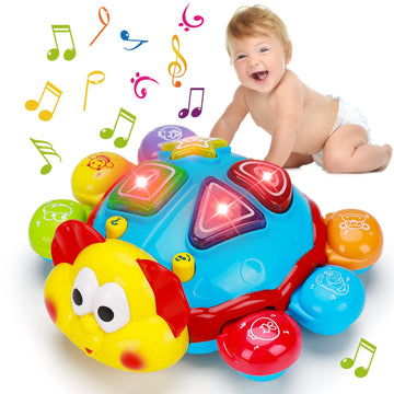 Baby Crawling Toy 6 To 12 Months Spanish English Bilingual Learning Toy For Infants 0-3-6 7 8 9 10 12-18 Months Educational Musical Light Up Toy 1 Year Old Boy Girl Gift Toddler Ladybug Tummy Time