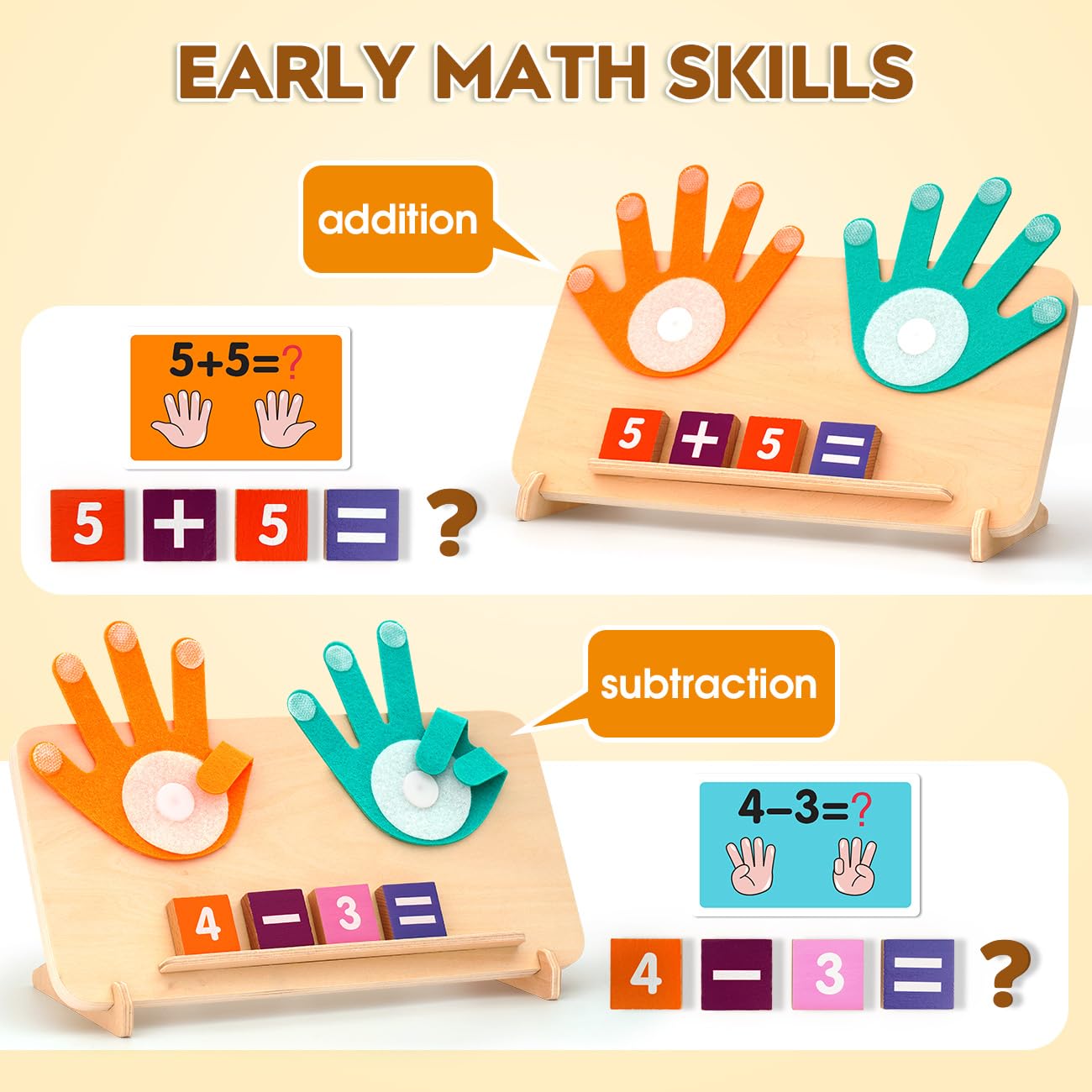 Motree Preschool Learning Toys For Toddlers 2-4, Educational Math Manipulatives Number Counting Blocks For Kids, Montessori Toys