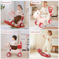 Ancaixin 4 in 1 Rocking Horse for Toddlers, Pink, 33"x13"x35", Plastic, Balance Bike with Push Handle and Backrest