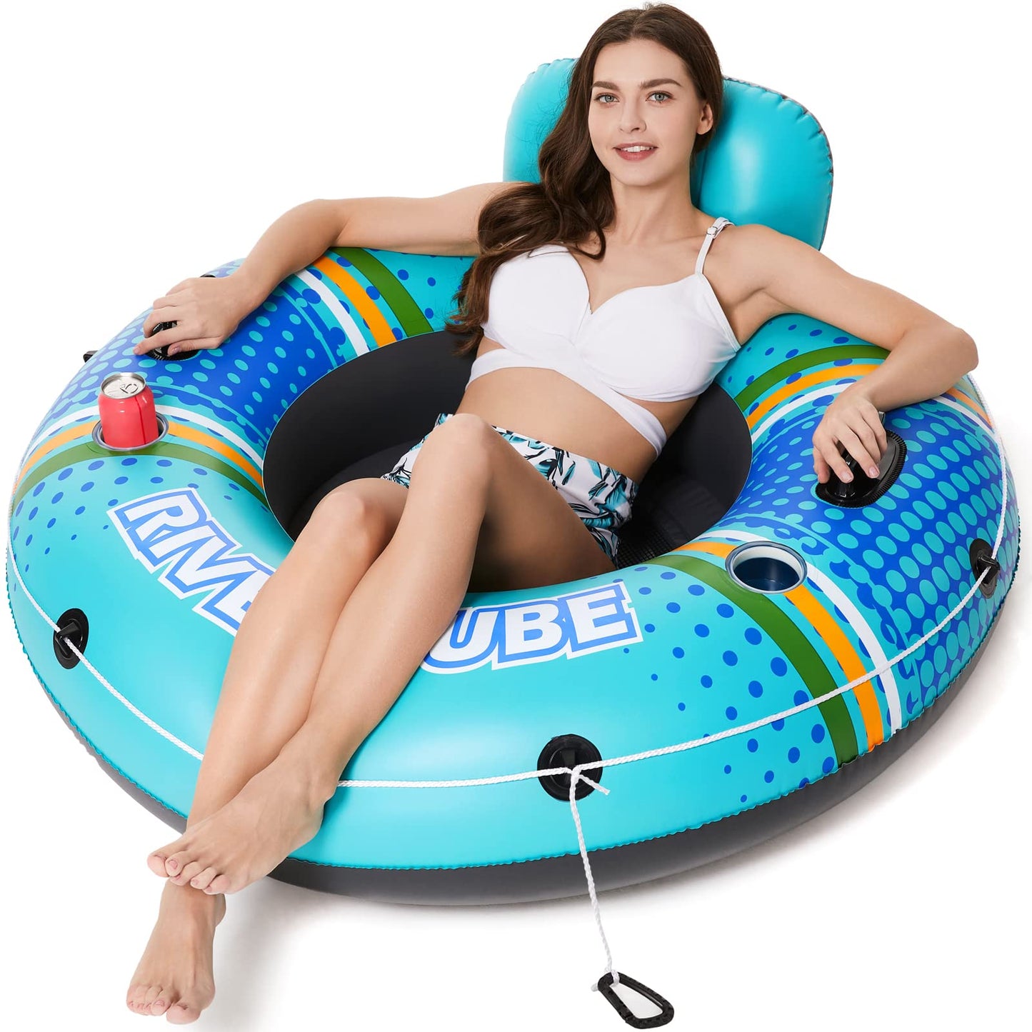 Jasonwell Inflatable River Tube Float - Heavy Duty River Float Pool Floats Lake Premium Water Tubes for Floating Recreational River Raft Lounge Floaties with 2 Cup Holders for Adult -Like New