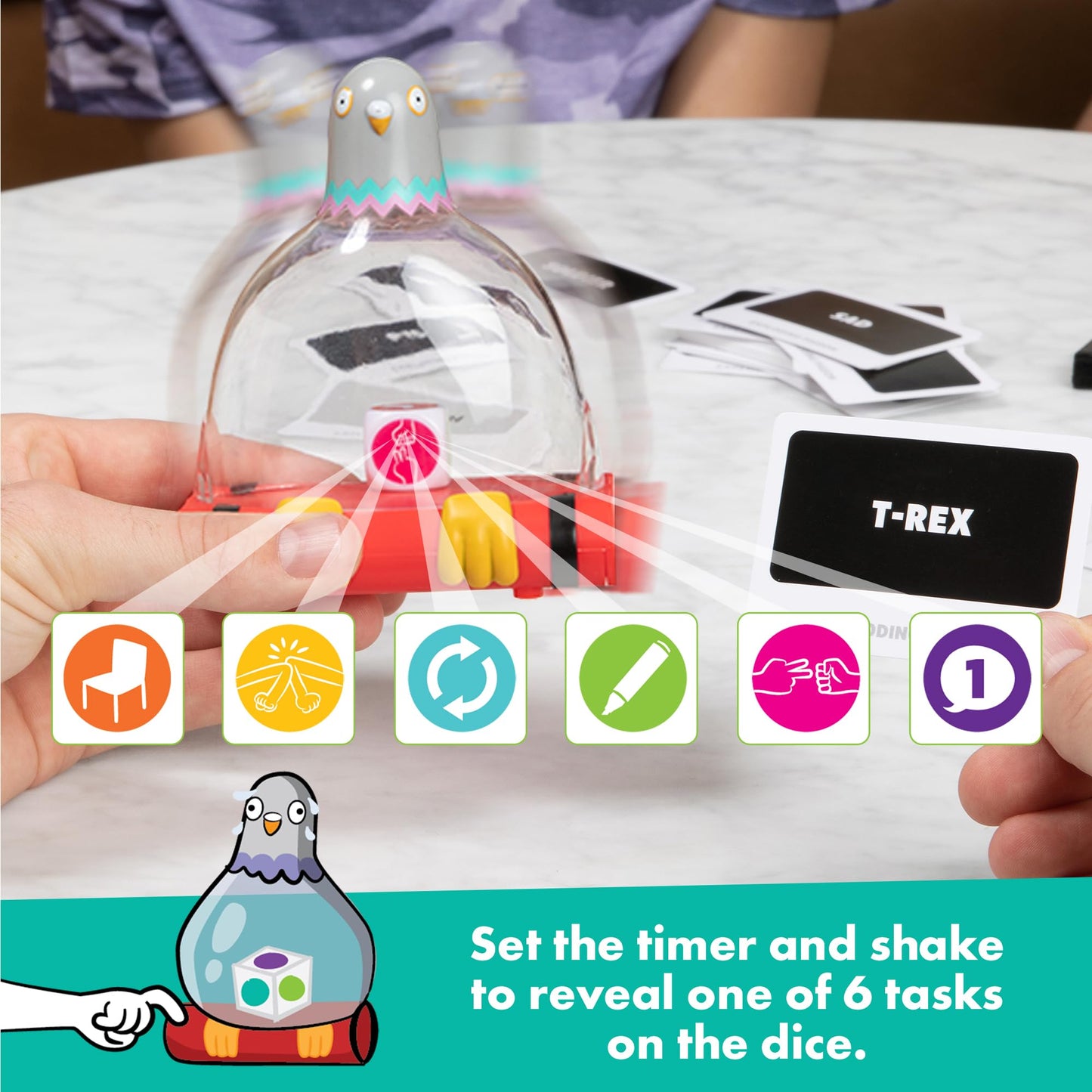 Exploding Kittens Exploding Pigeon Game – Fast-Paced Party Game for 3+ Players, Ages 7+, Colorful, 3x5.75x2.8 inches, Card