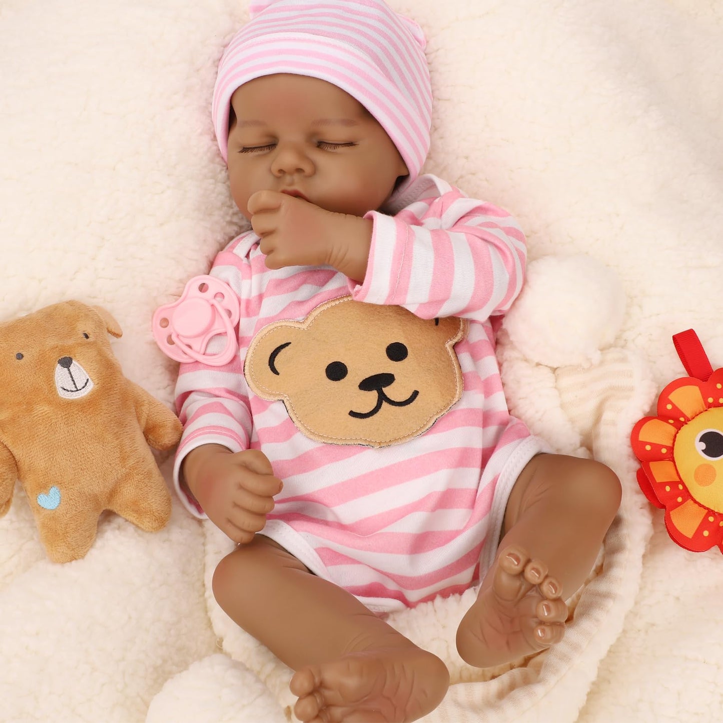Jirachi Reborn Baby Dolls Black Girl, 18-Inch Realistic Silicone Baby Dolls Full Body, Black American Real Life Baby Girl Dolls, Packaged With Feeding Kit & Gift Box