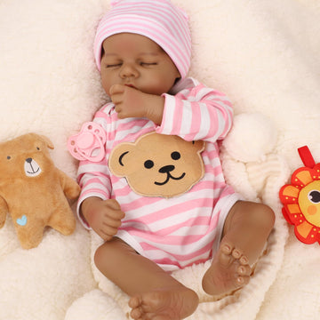 Jirachi Reborn Baby Dolls Black Girl, 18-Inch Realistic Silicone Baby Dolls Full Body, Black American Real Life Baby Girl Dolls, Packaged With Feeding Kit & Gift Box