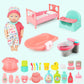 Deao Baby Doll Play Set, 25 Pcs Baby Dolls Accessories With Chair Booster Seat High Crib Toy Toilet And Bathtub Pretend Play Toys Gift For Ages 3 4 5 6 7 8 9 Girls Kids
