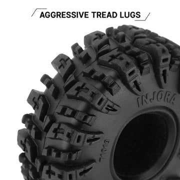INJORA 1.0 Tires - S5 Swamp Claw Mud Terrain Tires for TRX4M AX24 Axial SCX24 FCX24 1/18 1/24 RC Crawler Car,64 * 24mm,T1019