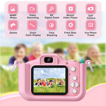 Upgrade Kids Camera Toys, Best Christmas Birthday Festival Gift For Girls Age 3-12, 1080P Hd Selfie Digital Video Toddler Camera