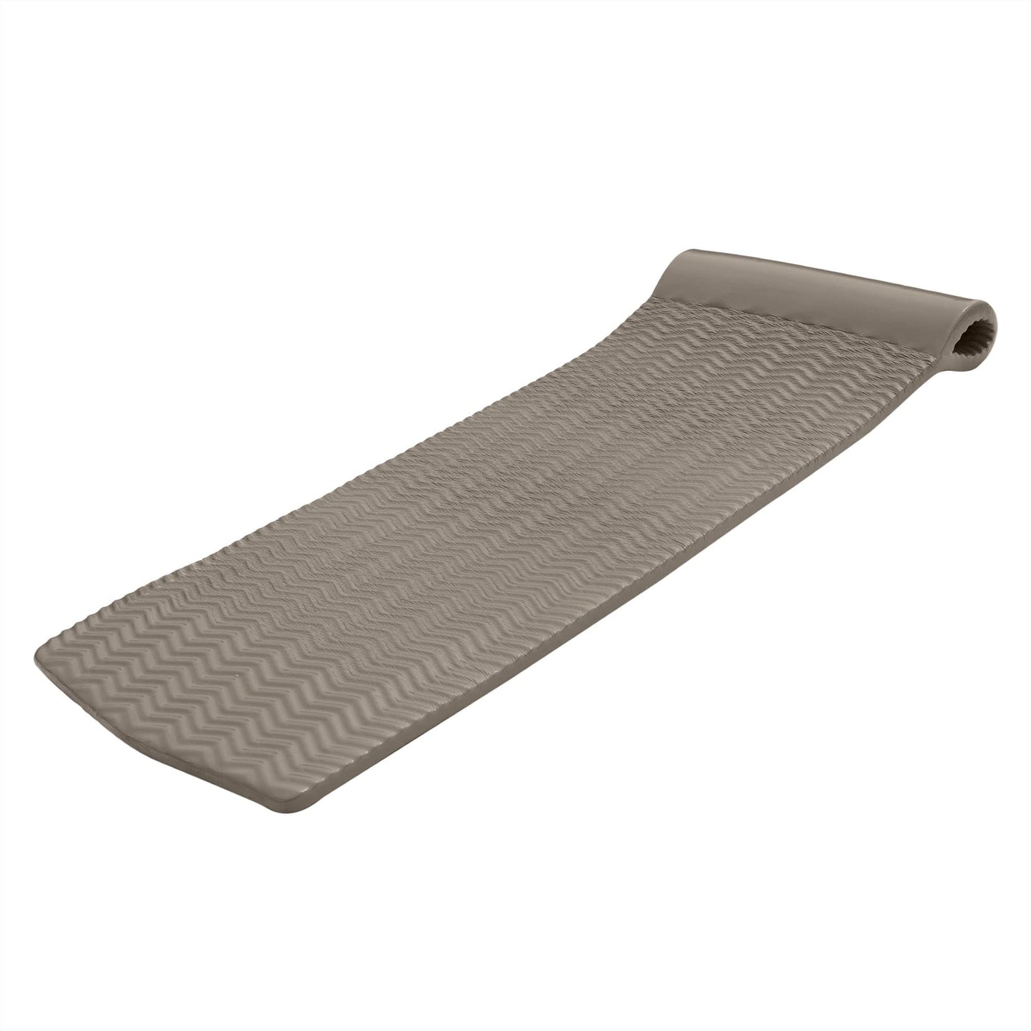 TRC Recreation Serenity 1.5  Thick Vinyl Coated Foam Swimming Pool Float Mat mature-themed Lounger with Built-In Roll Pillow  Bronze