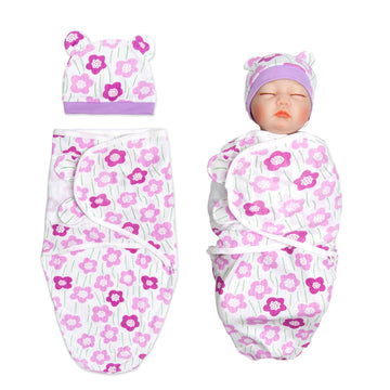 Baby Doll Swaddle Blanket Newborn Dolls Bath Blanket 2 Pcs with Blanket + Hat fit 17 - 22'' Reborn Dolls Clothes Accessories Set