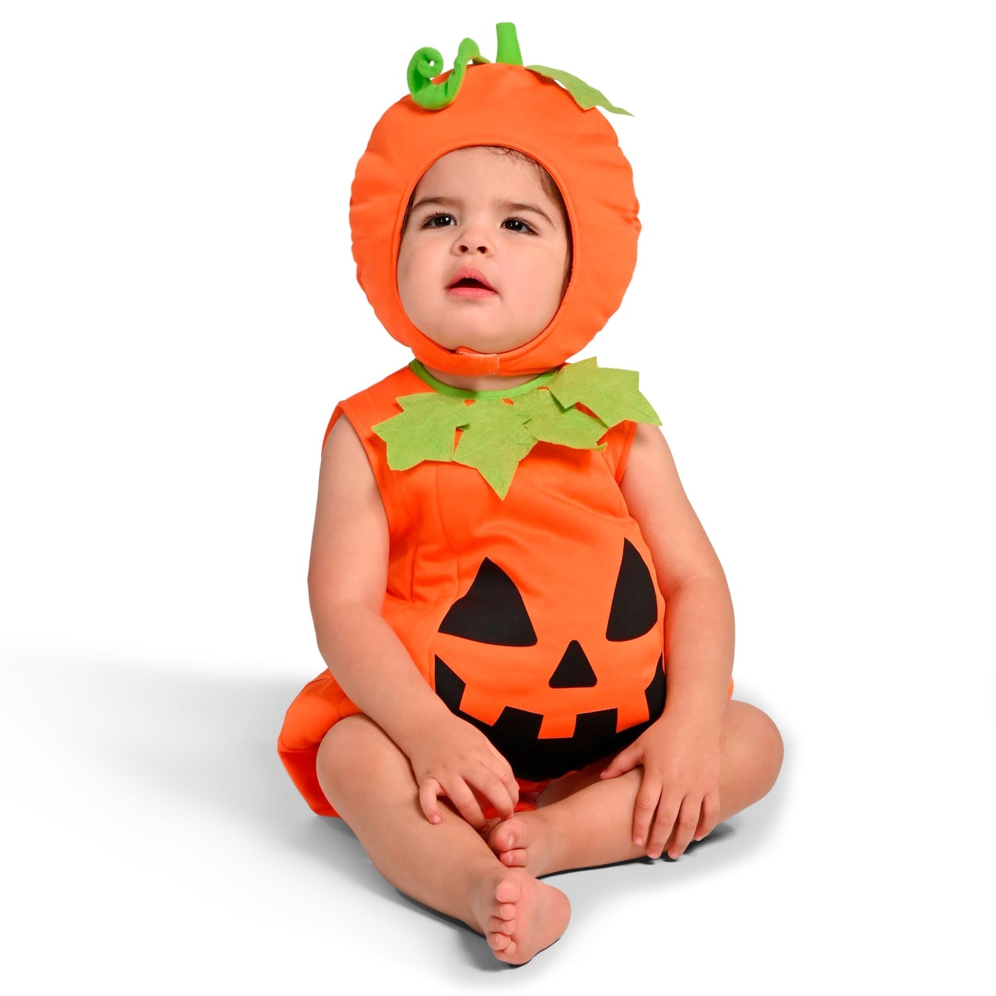 Spooktacular Creations Halloween Baby Pumpkin Costume, Cute Pumpkin Outfit With Hood For Toddler, Infants, Orange Sleeveless Halloween Costume For Dress Up Parties