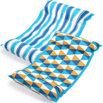 Jasonwell Water Hammock Pool Floats - 2PACK Fabric Inflatable Pool Hammock Float Floaties 4 in 1 (Saddle Lounge Chair Drifter) L