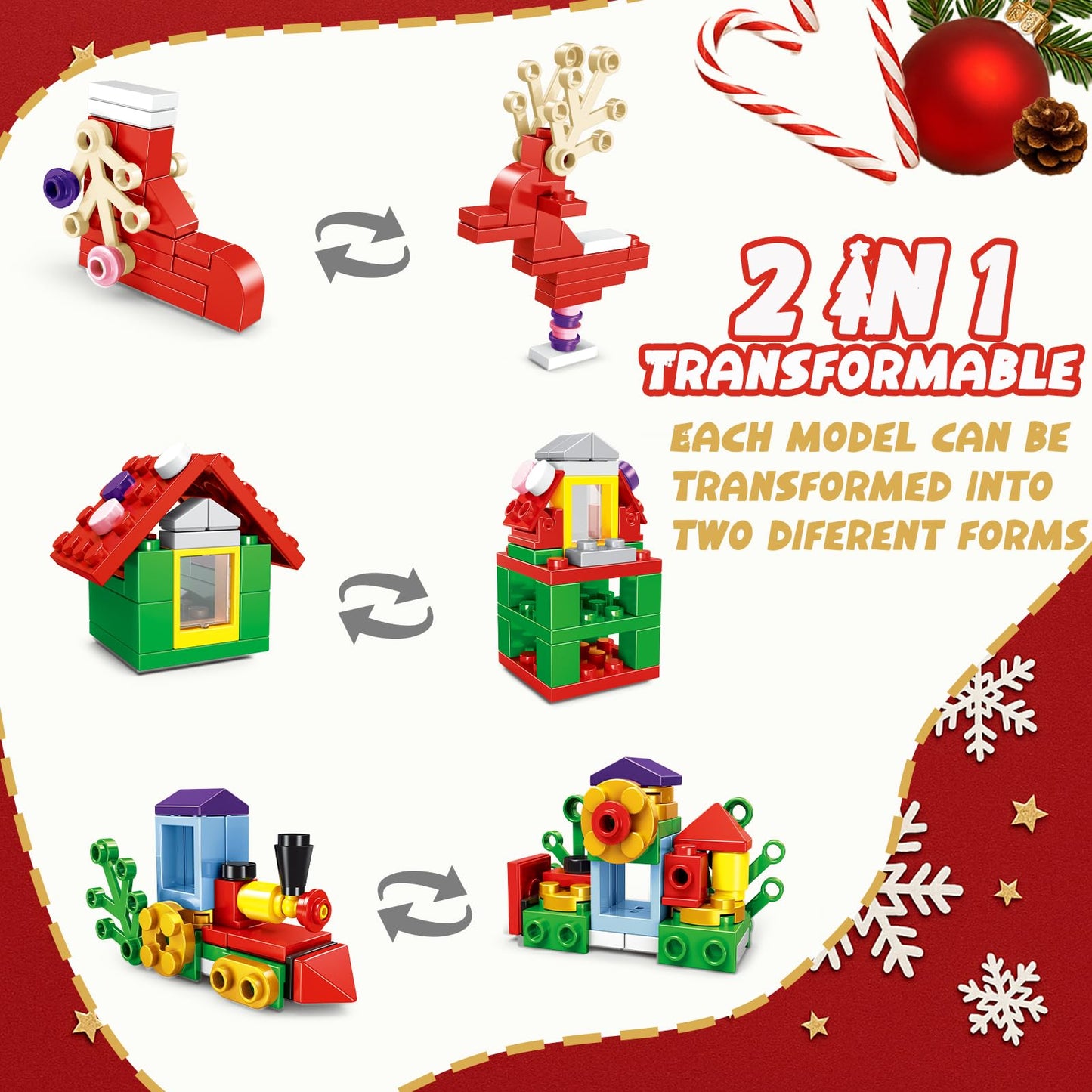 12 Pack Building Toys-Christmas Building Blocks, 6-in-1 Mini Blocks Building Sets, 300 Pieces Mini Christmas Party Favors for bo
