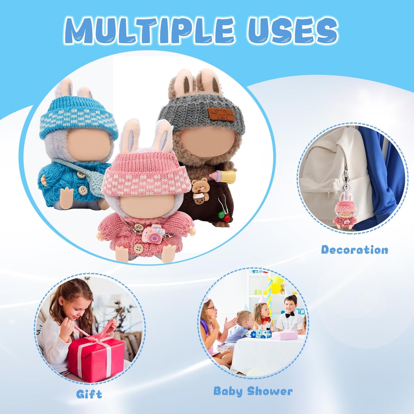 3 Sets Clothes for Doll  Clothes Set for 17cm Dolls  Doll Clothes Suitable for Dolls Accessories (NO Doll)