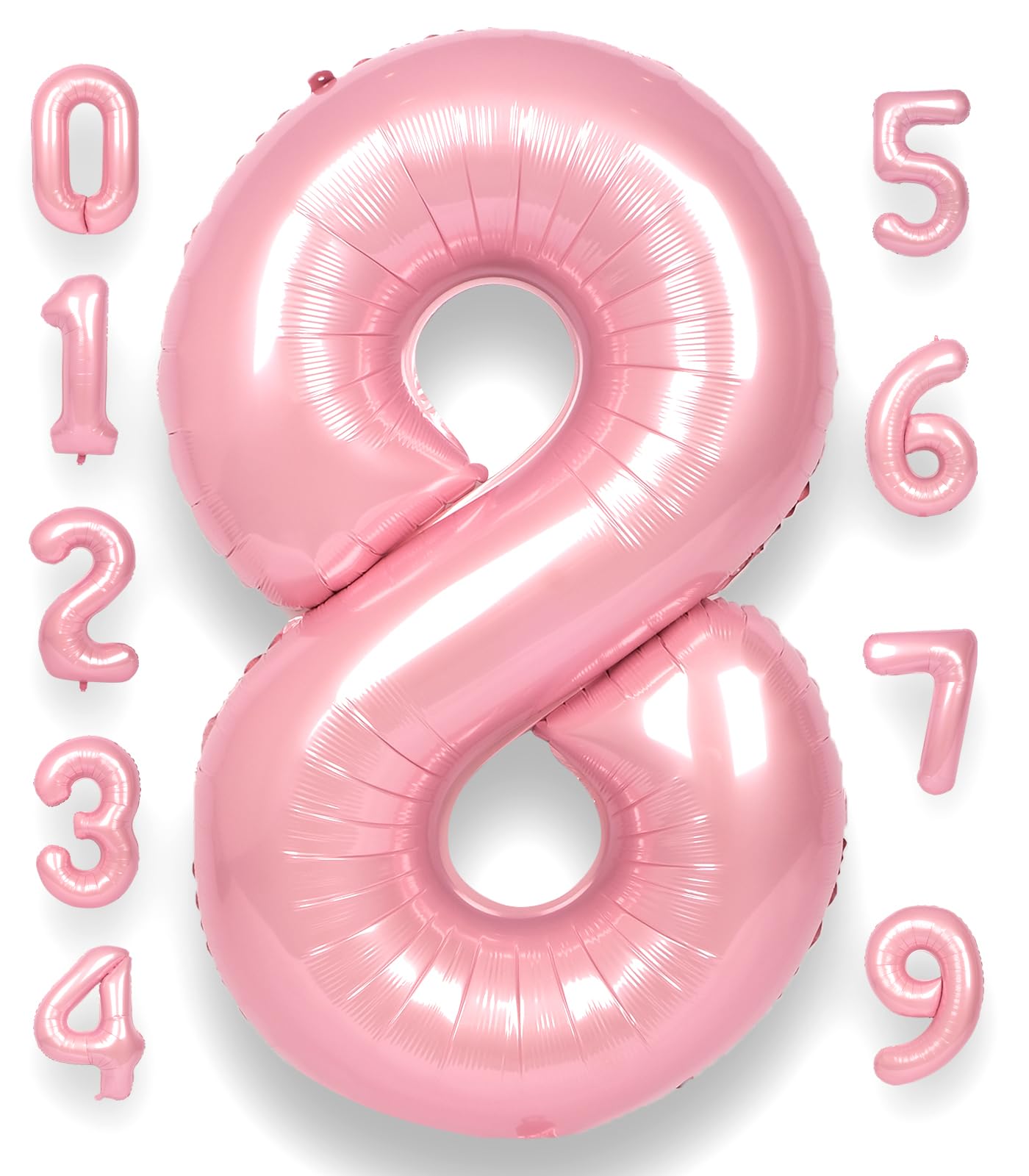 Rainbowq Party 8 Balloon Number 40 Inch For Boy Or Girl Big Pink 0-9 Foil Mylar Large 8 Number Balloon Happy 8Th Birthday Party