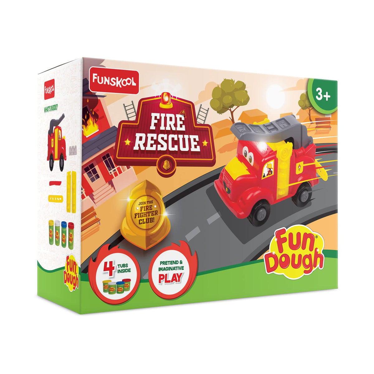 Funskool Fundough Playset Fire Rescue, Pretend Playset, Multicolour, Dough, Toy, Shaping, Sculpting, 3 Years And Above