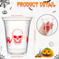 CHENGU 12 Oz Halloween Plastic Party Cups Halloween Clear Disposable Cups Skinny Skull Bloody Hand Halloween Cups for Drinks Jui